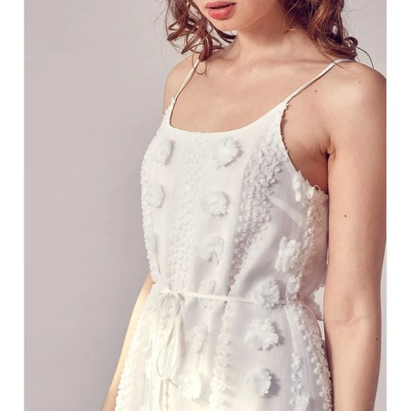 IDEM DITTO White Textured Flowers Mini Dress - Picture 5 of 5